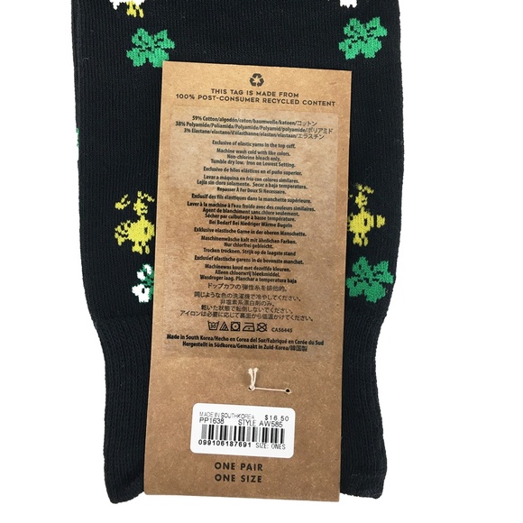 J. Crew Men’s Peanuts Woodstock Lucky Clover Socks - Picture 4 of 5